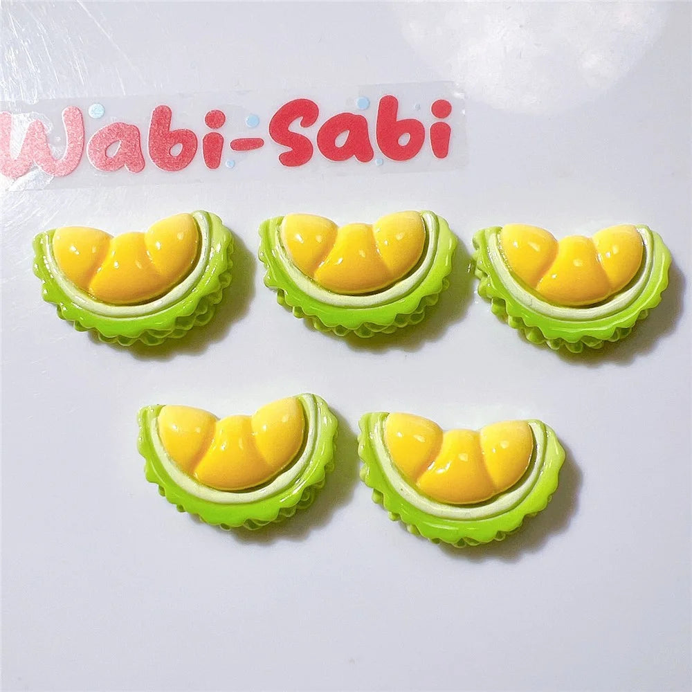 50Pcs DIY Fruit Stickers Resin Craft Materials Phone Case Cup Decoration for Kids Hair Accessories (without Glue or Double-sided Tape) - Durian - 2
