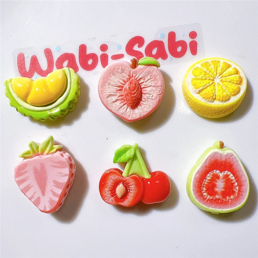 50Pcs DIY Fruit Stickers Resin Craft Materials Phone Case Cup Decoration for Kids Hair Accessories (without Glue or Double-sided Tape) - Durian - 5