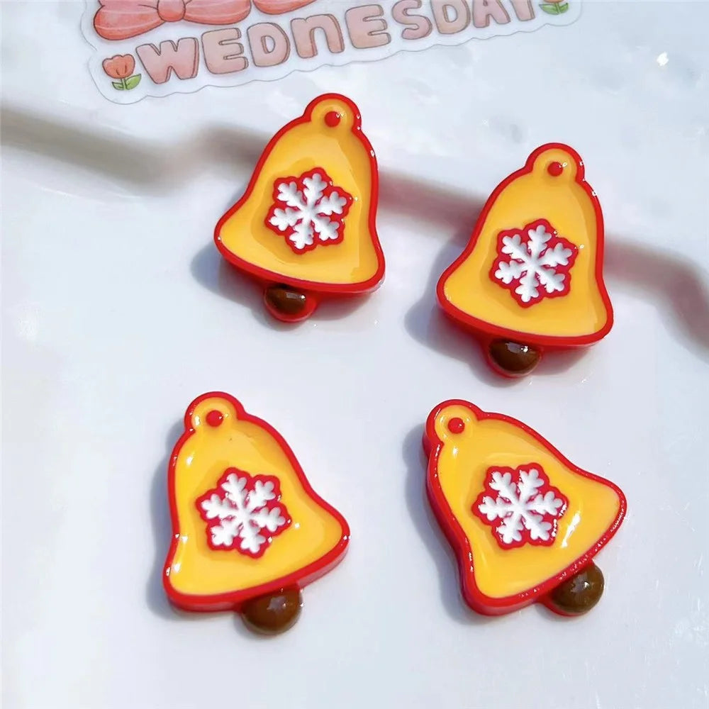 50Pcs Christmas DIY Craft Charms Ornaments Resin Decorative Accessories for Phone Case Cup Hair Clips (without Glue or Double-sided Tape) - Bells - 2