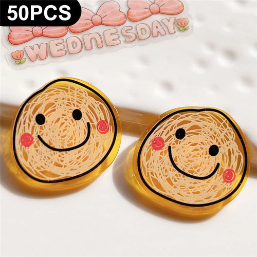 50Pcs DIY Craft Stickers Cartoon Charms Plastic Decorations for Phone Case Cup Hair Accessories - Smiley Face - 1