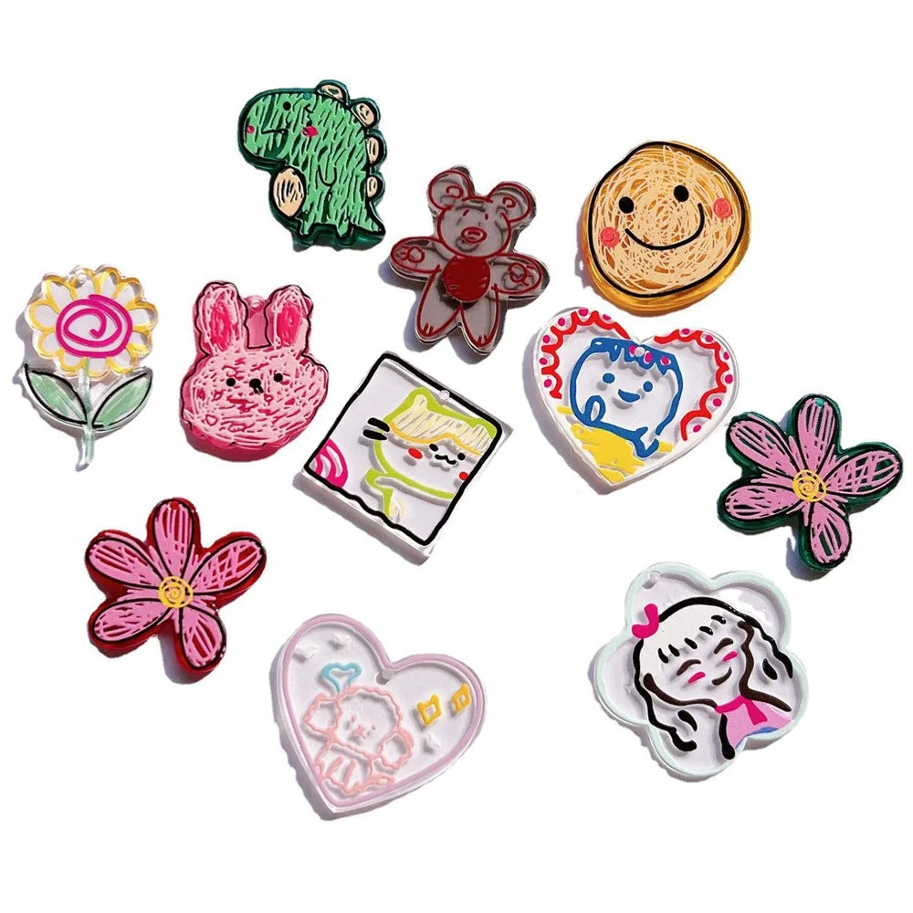 50Pcs DIY Craft Stickers Cartoon Charms Plastic Decorations for Phone Case Cup Hair Accessories - Smiley Face - 2