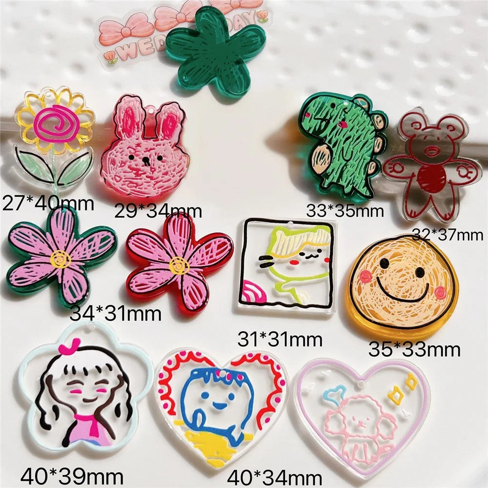 50Pcs DIY Craft Stickers Cartoon Charms Plastic Decorations for Phone Case Cup Hair Accessories - Smiley Face - 4