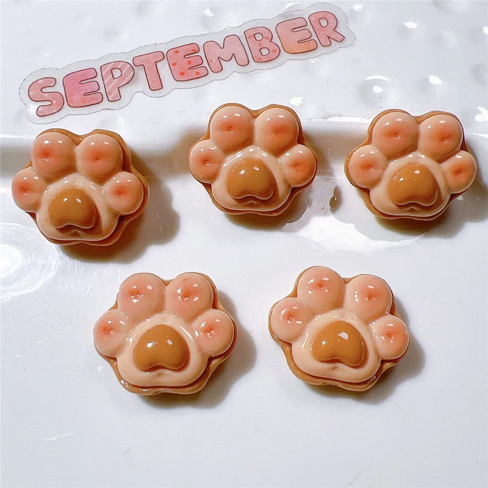 50Pcs DIY Craft Cat Paw Charms PC Decorations for Phone Case Cup Hair Accessories - Coffee - 2