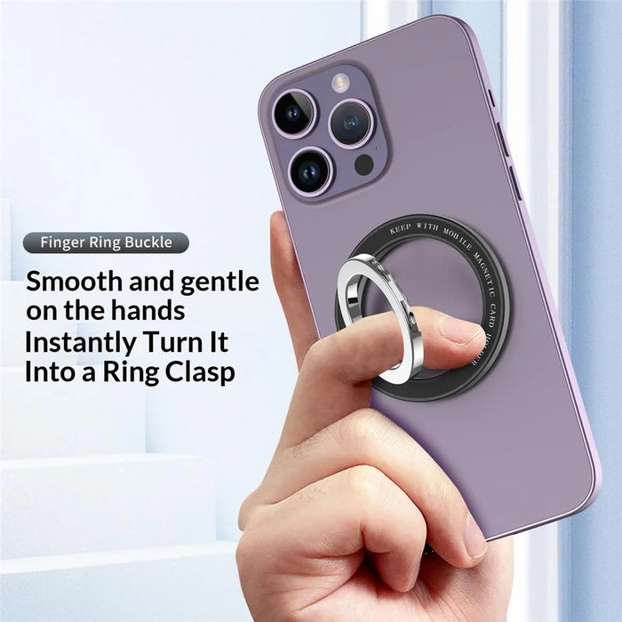 Magnetic Ring Stand 360° Rotation Foldable Finger Grip Dual-Axis Zinc Alloy Phone Kickstand - Black - 4