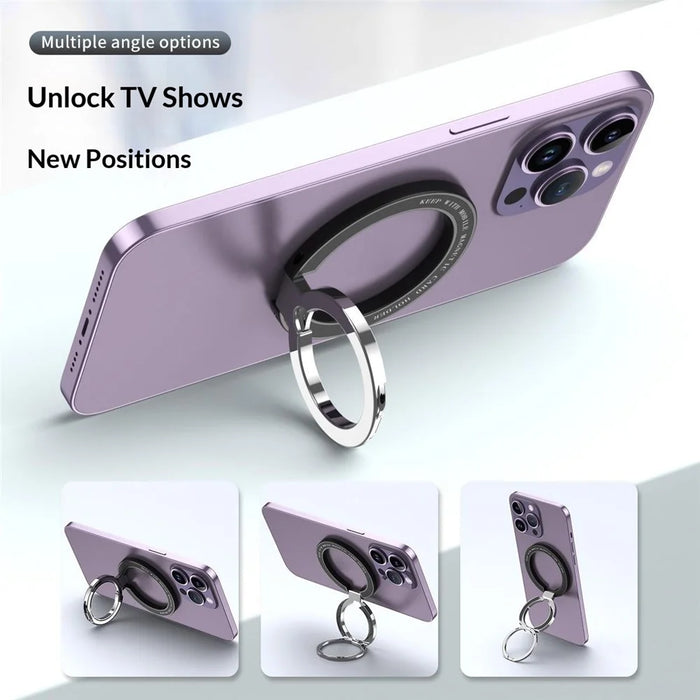 Magnetic Ring Stand 360° Rotation Foldable Finger Grip Dual-Axis Zinc Alloy Phone Kickstand - Black - 5
