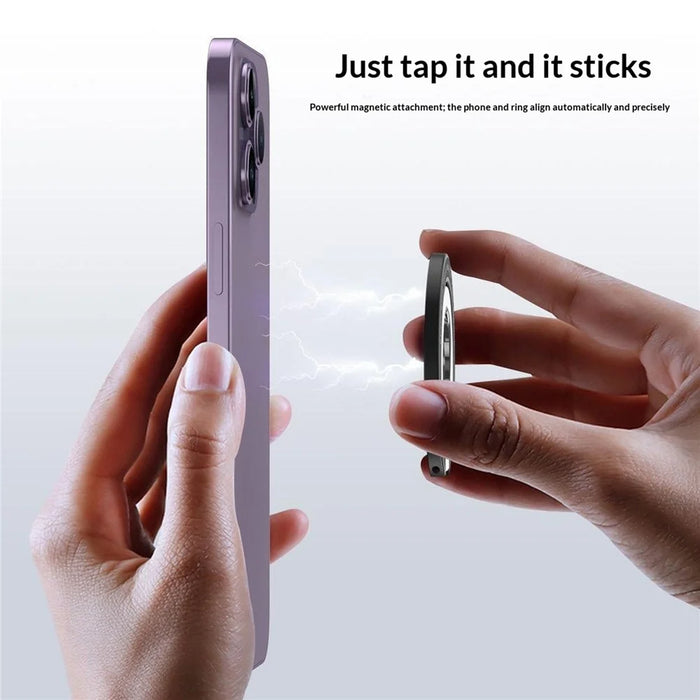 Magnetic Ring Stand 360° Rotation Foldable Finger Grip Dual-Axis Zinc Alloy Phone Kickstand - Black - 6