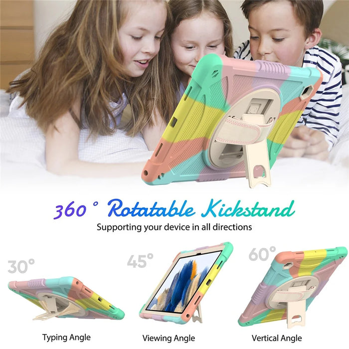 For Samsung Galaxy Tab A8 10.5 (2021)  /  (2022) Silicone+PC Hand Strap Tablet Cover Kickstand Anti-drop Case with Shoulder Strap - Multi-color - 2