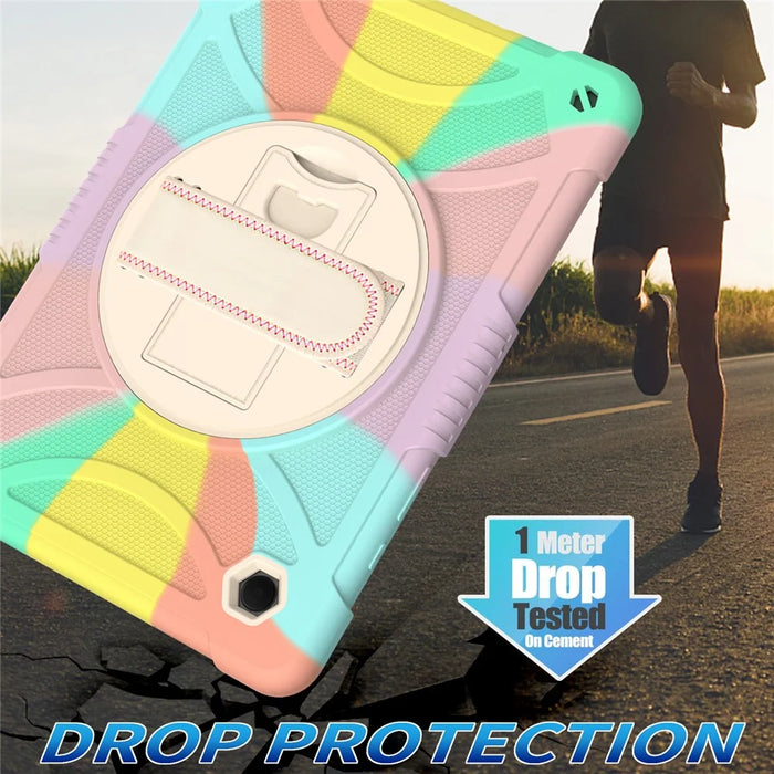 For Samsung Galaxy Tab A8 10.5 (2021)  /  (2022) Silicone+PC Hand Strap Tablet Cover Kickstand Anti-drop Case with Shoulder Strap - Multi-color - 5