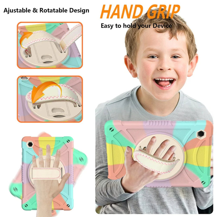 For Samsung Galaxy Tab A8 10.5 (2021)  /  (2022) Silicone+PC Hand Strap Tablet Cover Kickstand Anti-drop Case with Shoulder Strap - Multi-color - 6