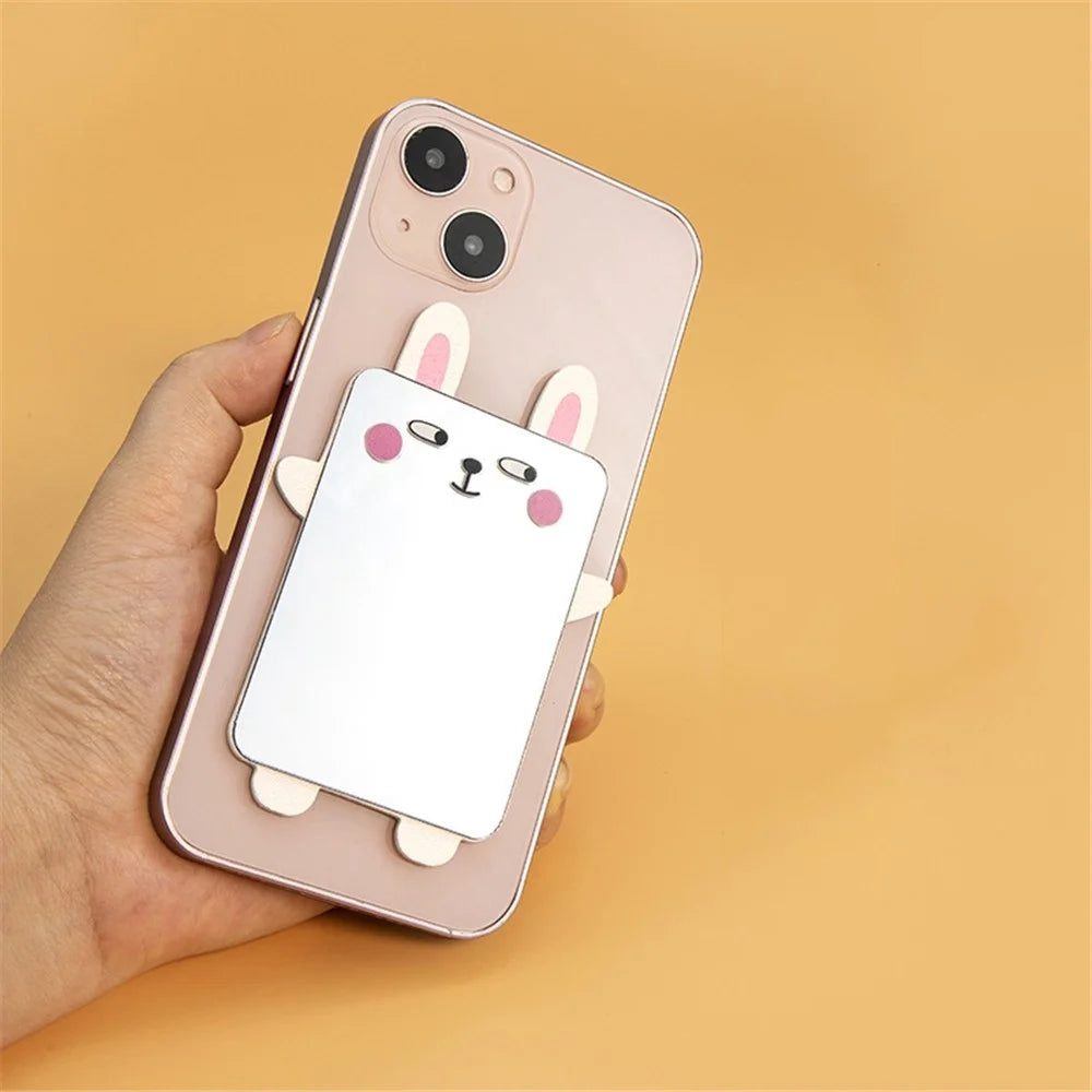 Cute Cartoon Animal Traceless Adhesive Portable Mirror on Cell Phone for Makeup - Pig - 3