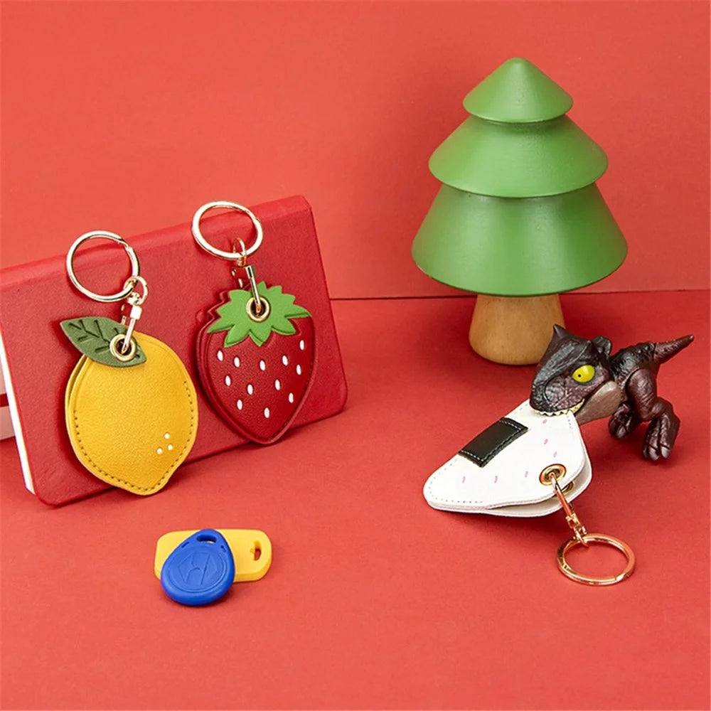BMCS LIFE Cute Access Card PU Leather Protective Cover Keychain Car Key Ring Bag Pendant - Duck - 5