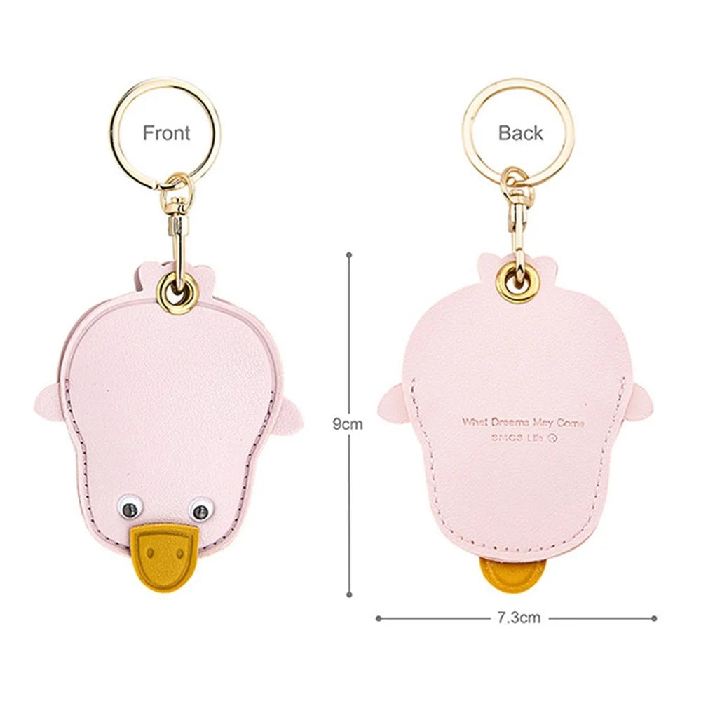 BMCS LIFE Cute Access Card PU Leather Protective Cover Keychain Car Key Ring Bag Pendant - Duck - 6
