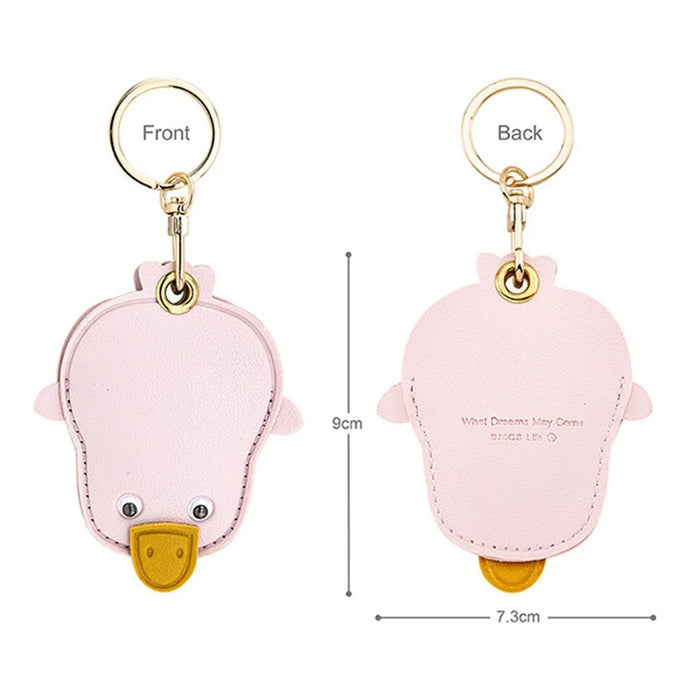 BMCS LIFE Cute Access Card PU Leather Protective Cover Keychain Car Key Ring Bag Pendant - Duck - 6