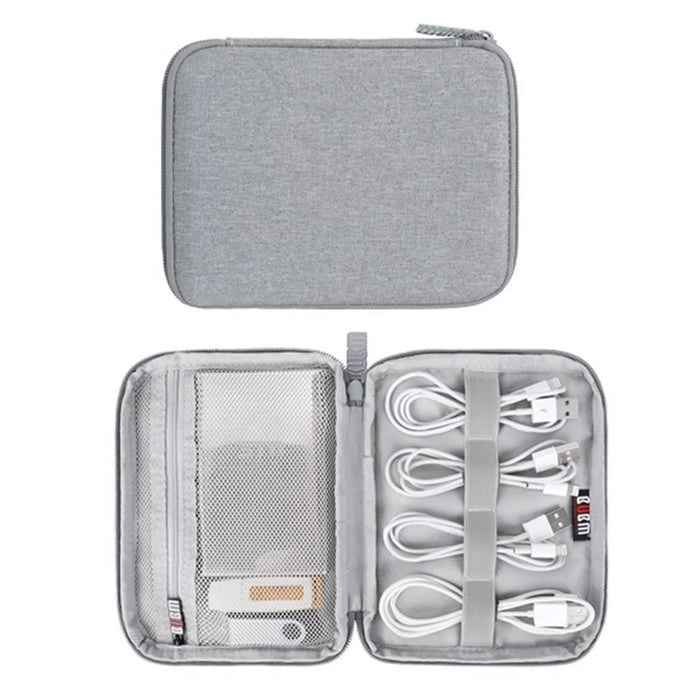 BUBM DISXS-MYB Mini Single Layer Data Cable U-Disk Carrying Pouch Travel Digital Accessories Zipper Storage Bag - Grey - 1
