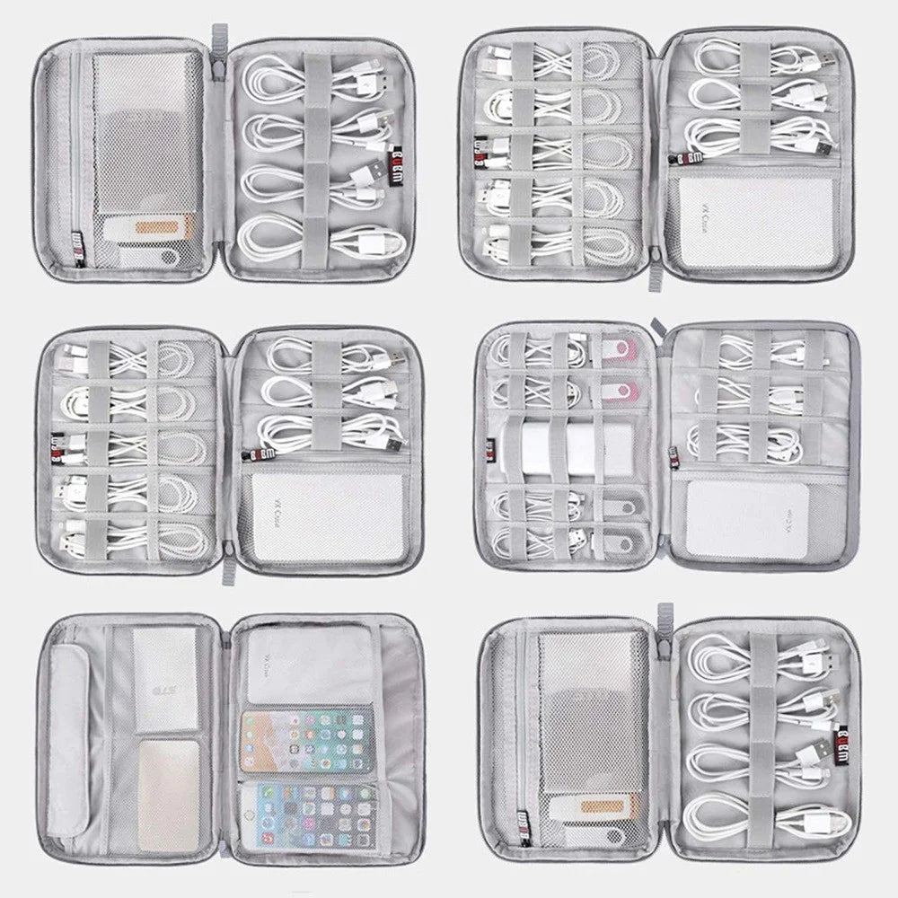 BUBM DISXS-MYB Mini Single Layer Data Cable U-Disk Carrying Pouch Travel Digital Accessories Zipper Storage Bag - Grey - 7