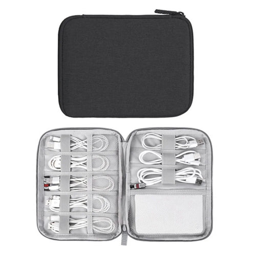 BUBM DISXS-MYB Small Size Single Layer Data Cable Power Bank Carrying Pouch Travel Digital Accessories Storage Bag - Black - 1