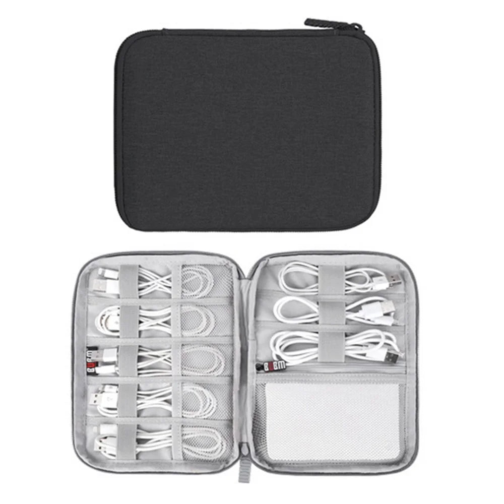 BUBM DISXS-MYB Small Size Single Layer Data Cable Power Bank Carrying Pouch Travel Digital Accessories Storage Bag - Black - 1