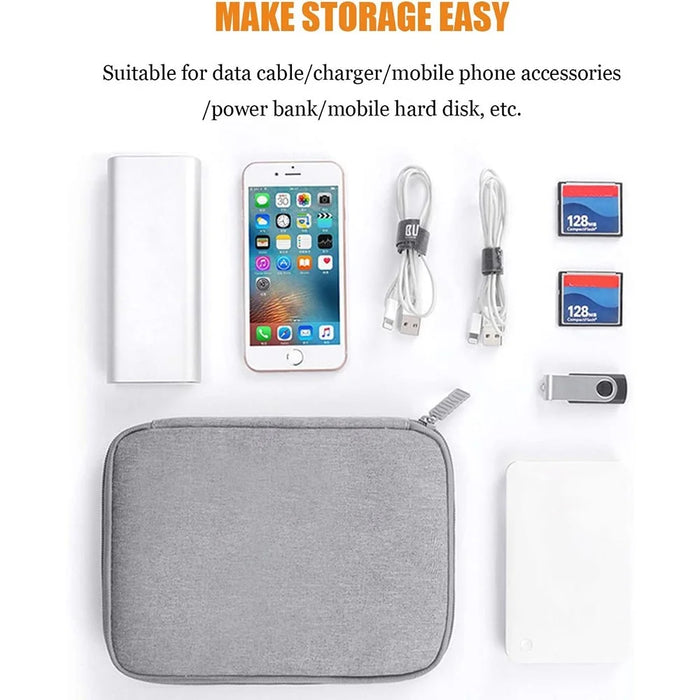 BUBM DISXS-MYB Small Size Double Layer Data Cable U-Disk Power Bank Carrying Pouch Digital Accessories Storage Bag - Black - 3