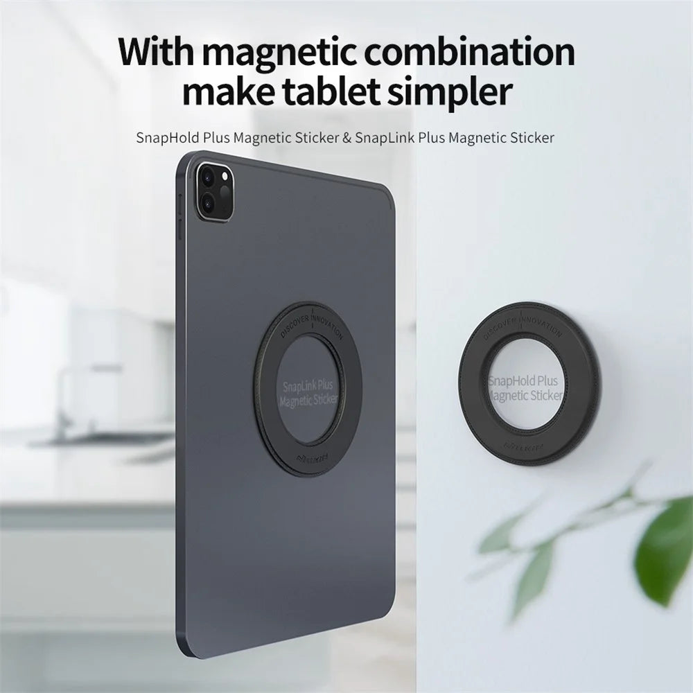 NILLKIN 1 Set Shower Phone Holder Wall Mount Self-adhesive SnapHold Magnetic SnapLink Sticker for Kitchen Bathroom - Black - 2