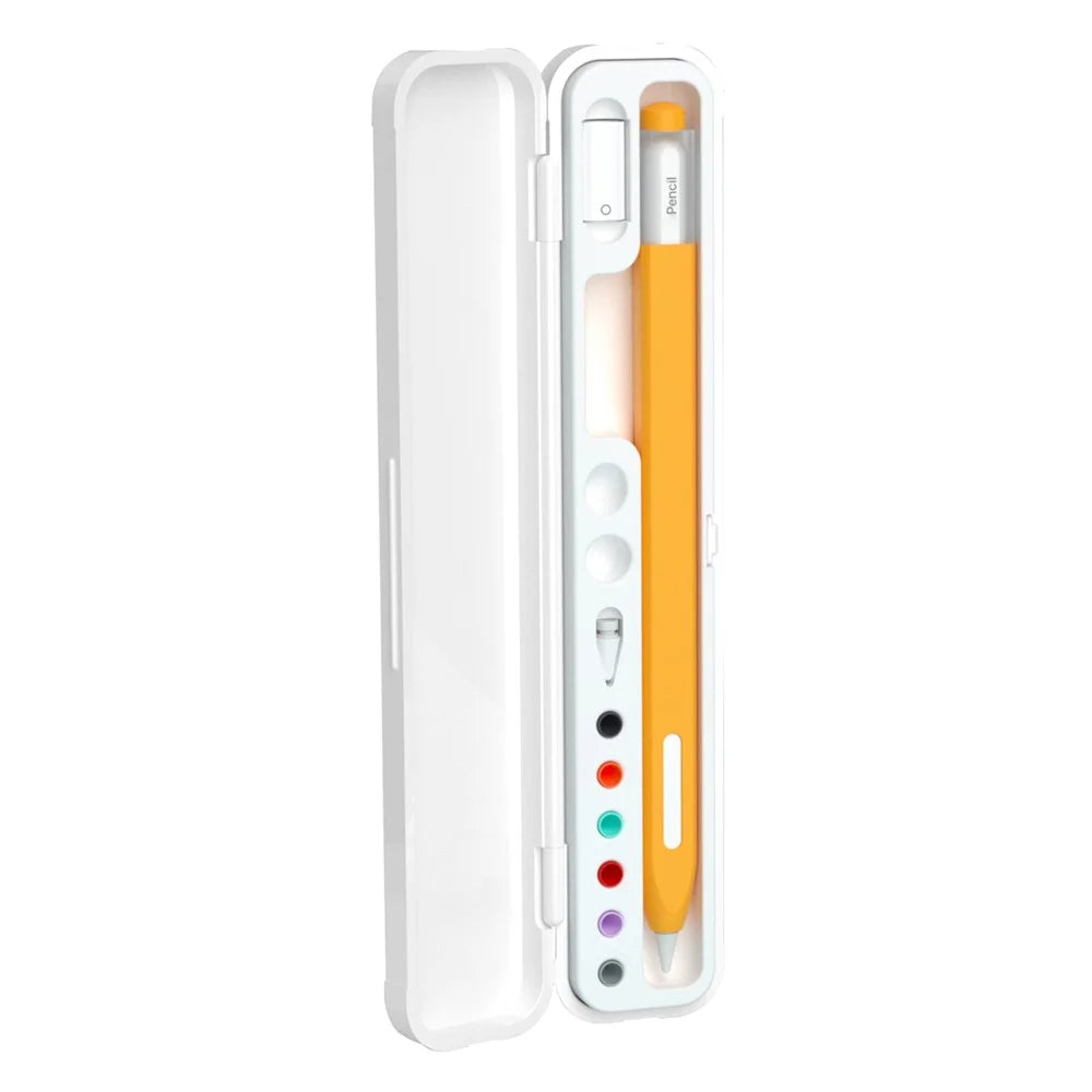 Carrying Case for Apple Pencil Pro / Pencil (2nd Generation) / 1st Generation Storage Box with Lid - White - 1