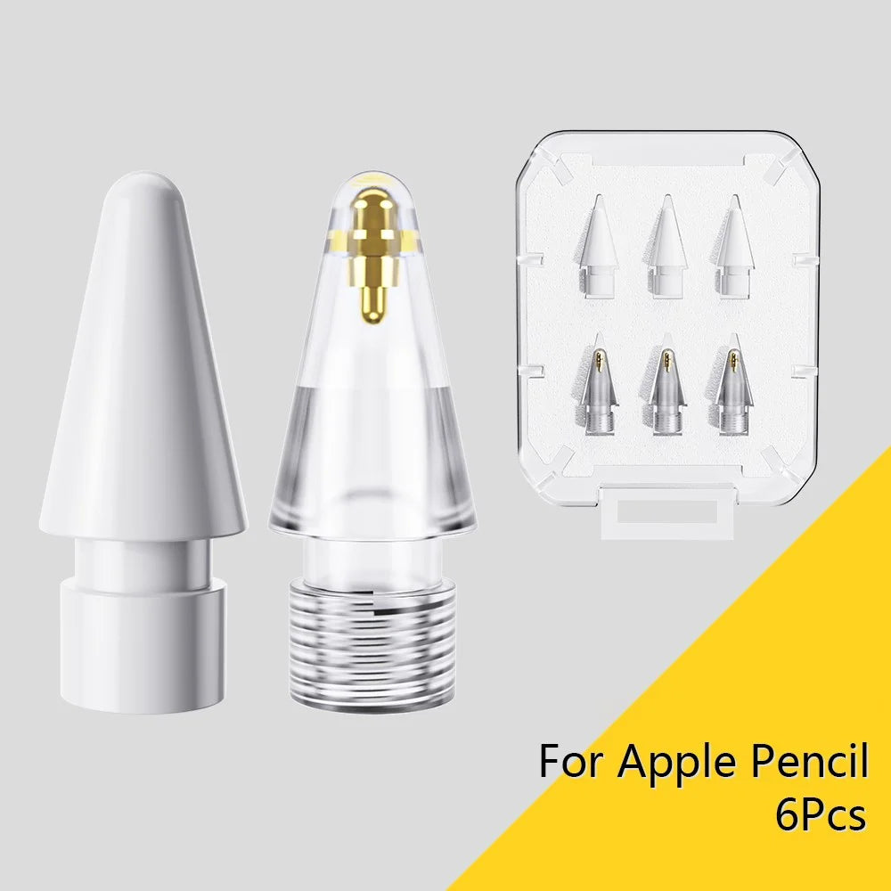 ESSAGER 3Pcs POM + 3Pcs PC Capacitive Pen Tip Set Replacement Pencil Tips for Drawing Writing Stylus Fine Nibs - White + Transparent - 3
