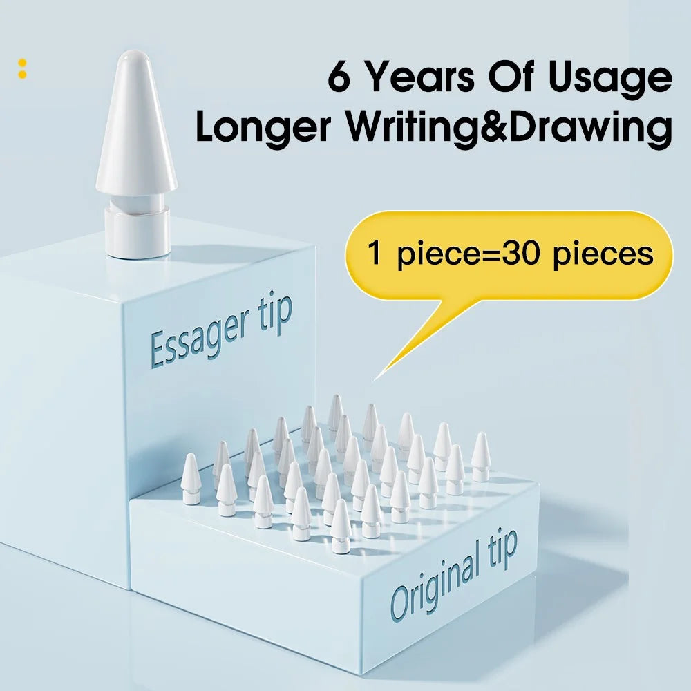 ESSAGER 3Pcs POM + 3Pcs PC Capacitive Pen Tip Set Replacement Pencil Tips for Drawing Writing Stylus Fine Nibs - White + Transparent - 6
