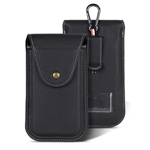 6.7 inch Mobile Phone Waist Bag Vertical PU Leather Belt Hanging Phone Storage Bag - Black - 1