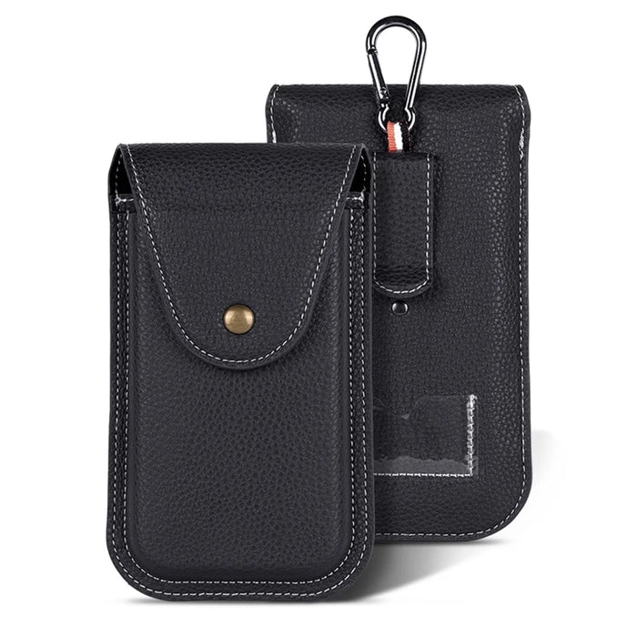 6.7 inch Mobile Phone Waist Bag Vertical PU Leather Belt Hanging Phone Storage Bag - Black - 1