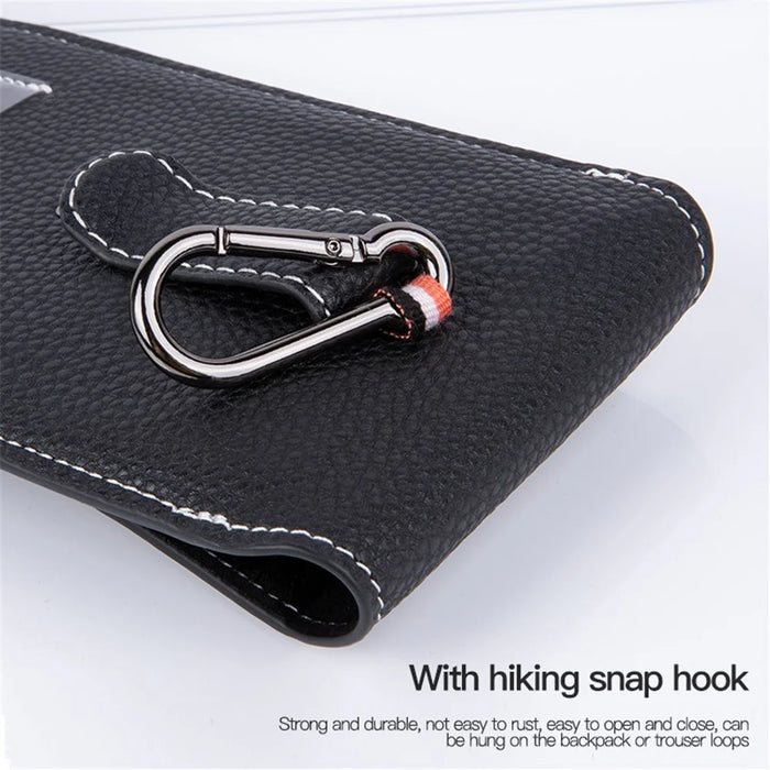 6.7 inch Mobile Phone Waist Bag Vertical PU Leather Belt Hanging Phone Storage Bag - Black - 3