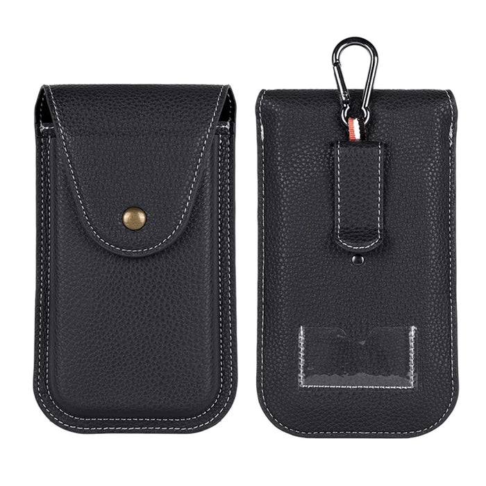 6.7 inch Mobile Phone Waist Bag Vertical PU Leather Belt Hanging Phone Storage Bag - Black - 7