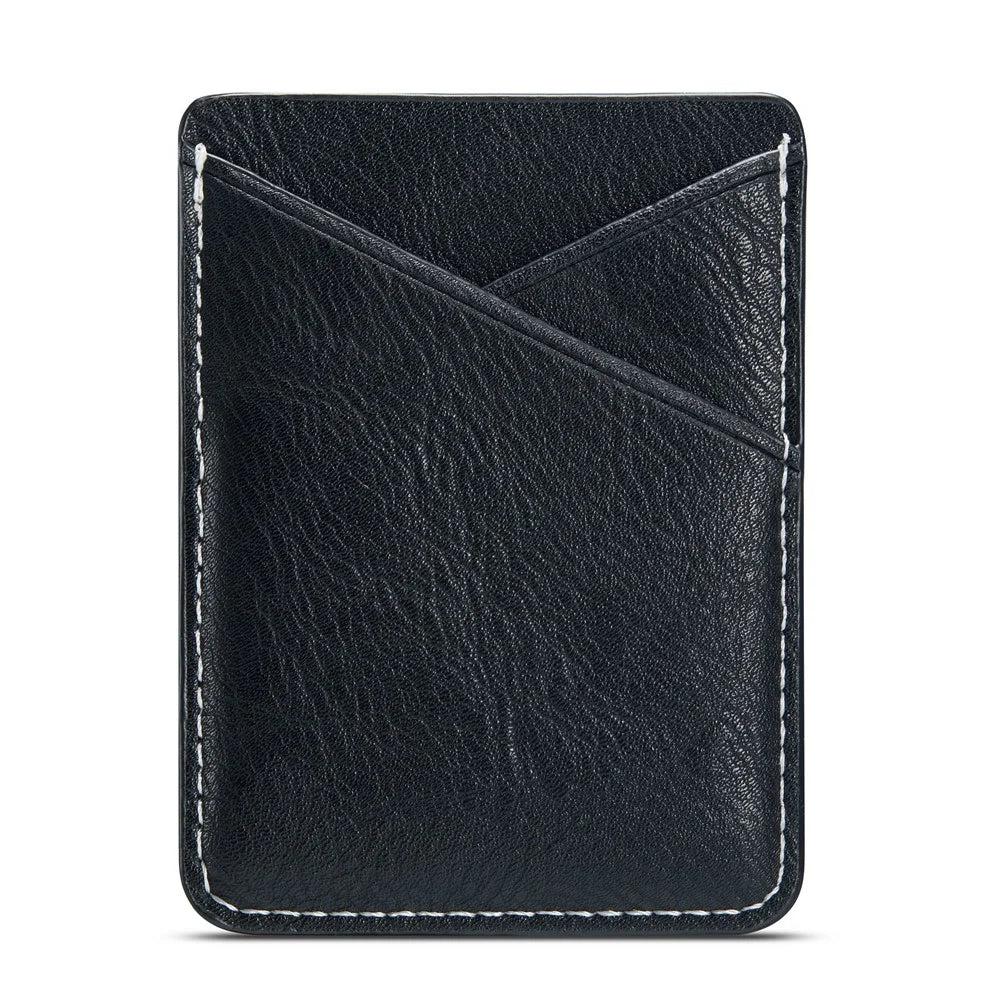 MUXMA MX105 Phone Card Holder Leather Phone Wallet Stick On Card Holder for Back of Phone Card Pouch Pocket - Black - 1