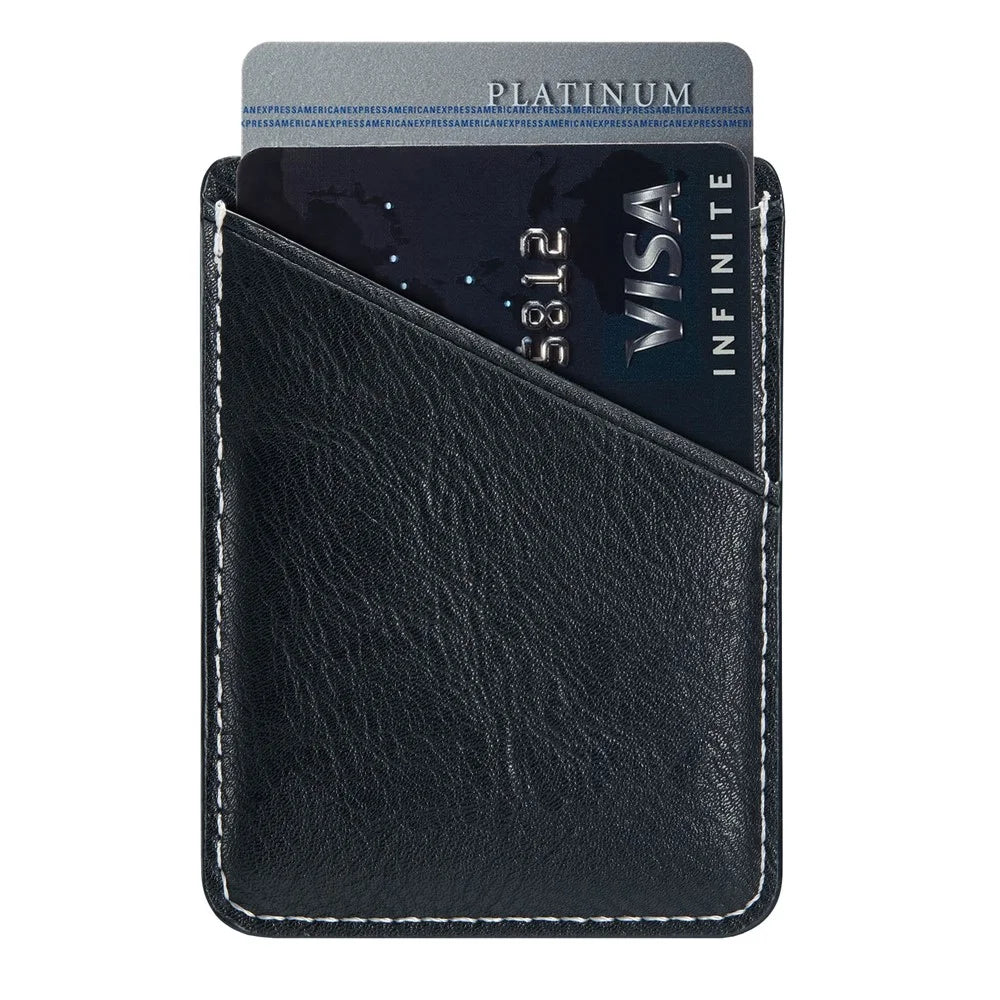 MUXMA MX105 Phone Card Holder Leather Phone Wallet Stick On Card Holder for Back of Phone Card Pouch Pocket - Black - 4