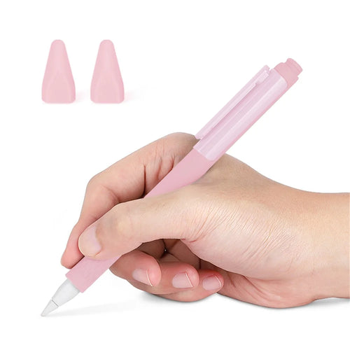 Soft Silicone Case Sleeve for Apple Pencil Pro / Pencil (2nd Generation) Non-Slip Pencil Grip Holder with 2Pcs Nibs Cover - Pink - 1