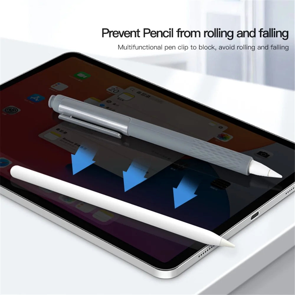 Soft Silicone Case Sleeve for Apple Pencil Pro / Pencil (2nd Generation) Non-Slip Pencil Grip Holder with 2Pcs Nibs Cover - Pink - 7
