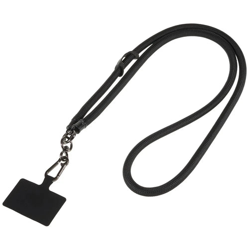 1.2m Thicken Mobile Phone Neck Shoulder Strap Anti-lost Phone Round Lanyard with Tether Tab - Black - 1
