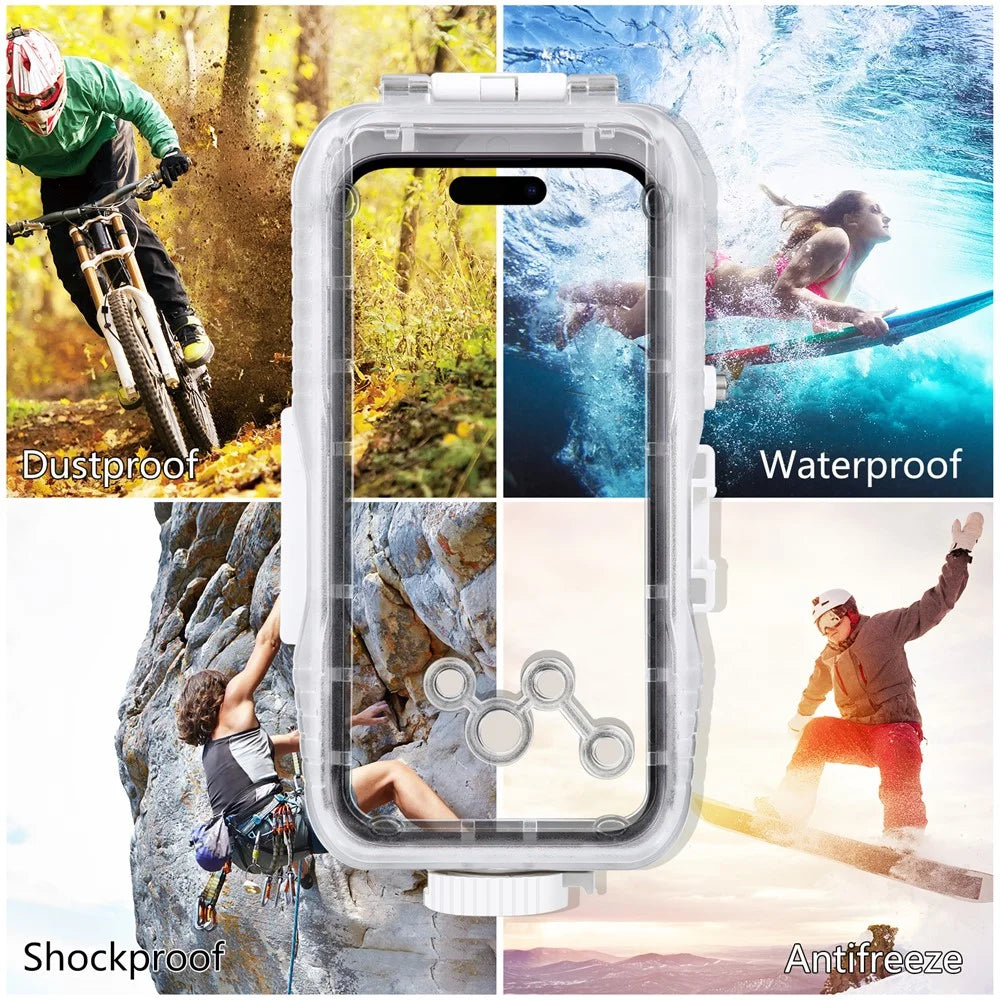PULUZ PU9116W For iPhone 15 Pro Max / 15 Plus / 14 Plus / 14 Pro Max / 13 Pro Max / 12 Pro Max / 11 Pro Max Waterproof Case 40m / 130ft Underwater PC+Glass Phone Cover (Upgraded Version) - 3