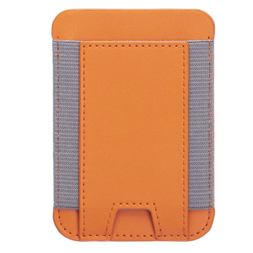 Stretchy Magnetic Card Holder for iPhone 14 / 13 / 12 Series PU Leather Card Cash Pouch Bag - Orange - 1