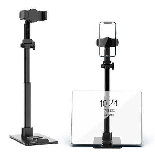 CCT13 Retractable Phone Holder with 360-Degree Rotating Clamp Anti-Slip Metal Tablets Stand Base for Live Streaming - 1