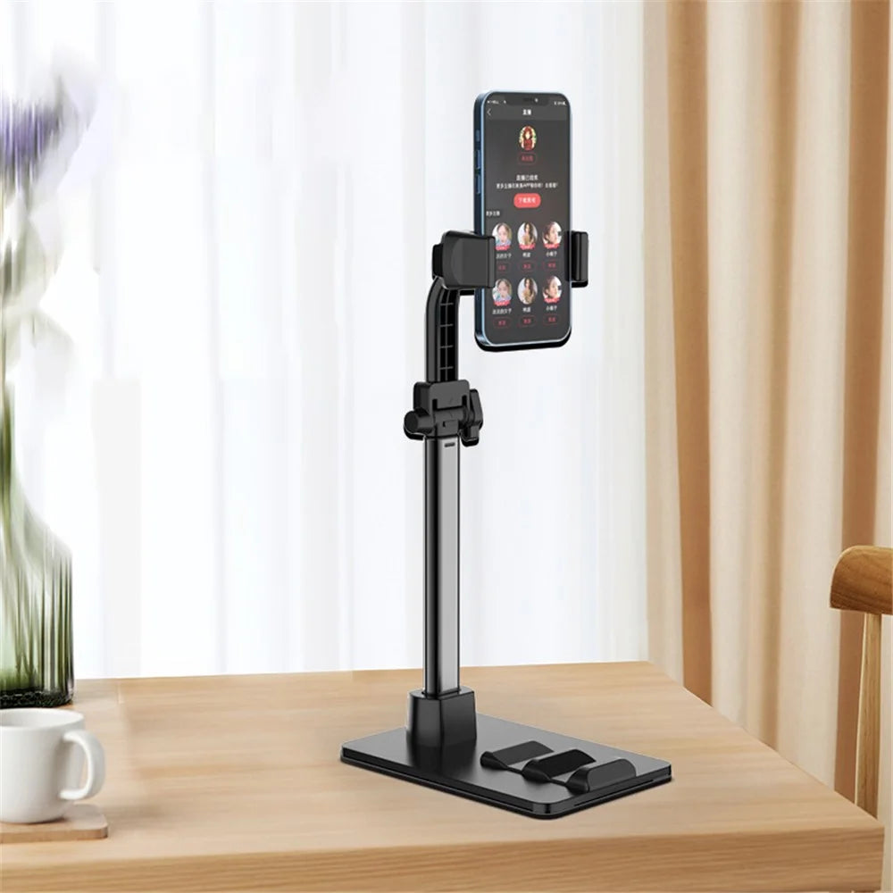 CCT13 Retractable Phone Holder with 360-Degree Rotating Clamp Anti-Slip Metal Tablets Stand Base for Live Streaming - 3