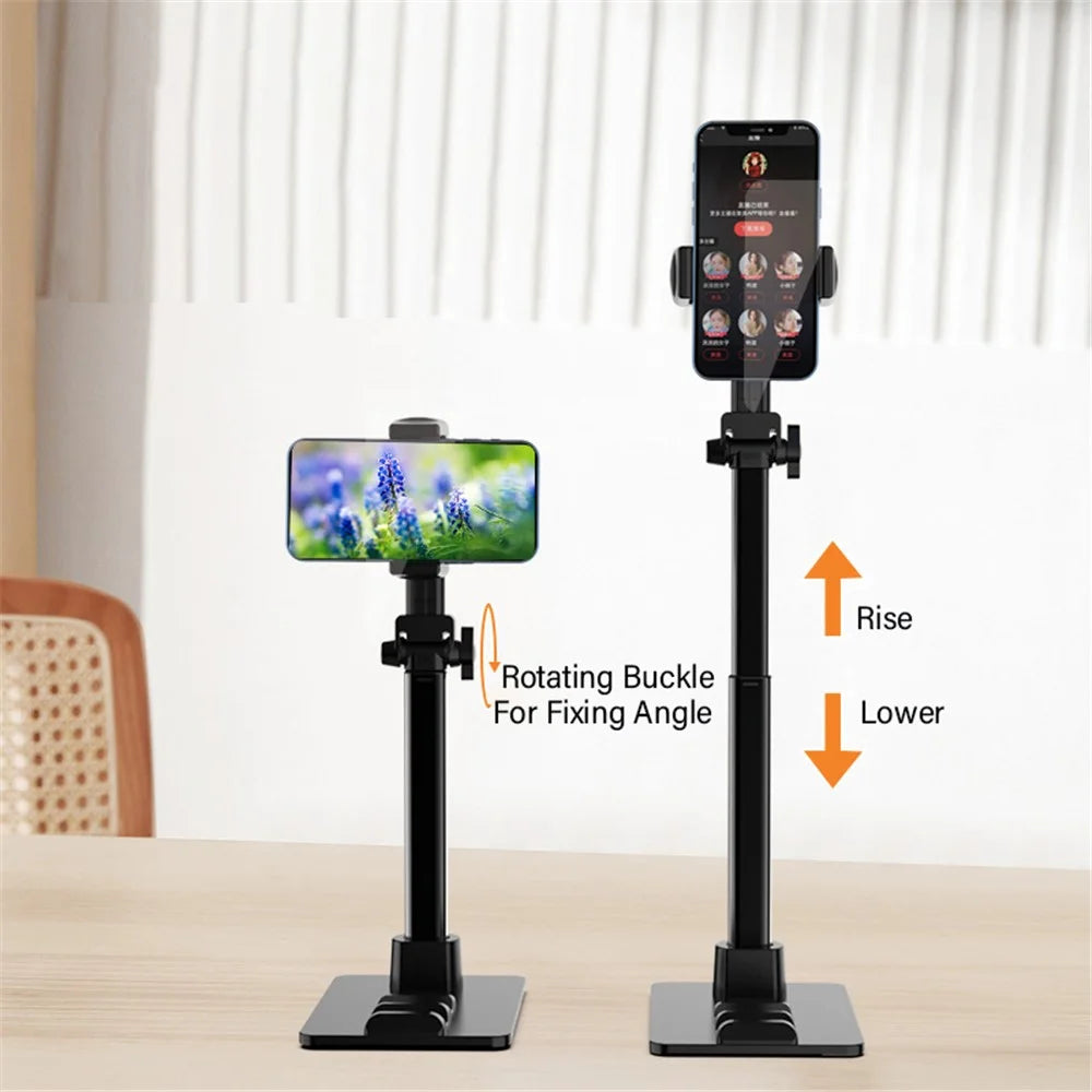 CCT13 Retractable Phone Holder with 360-Degree Rotating Clamp Anti-Slip Metal Tablets Stand Base for Live Streaming - 7