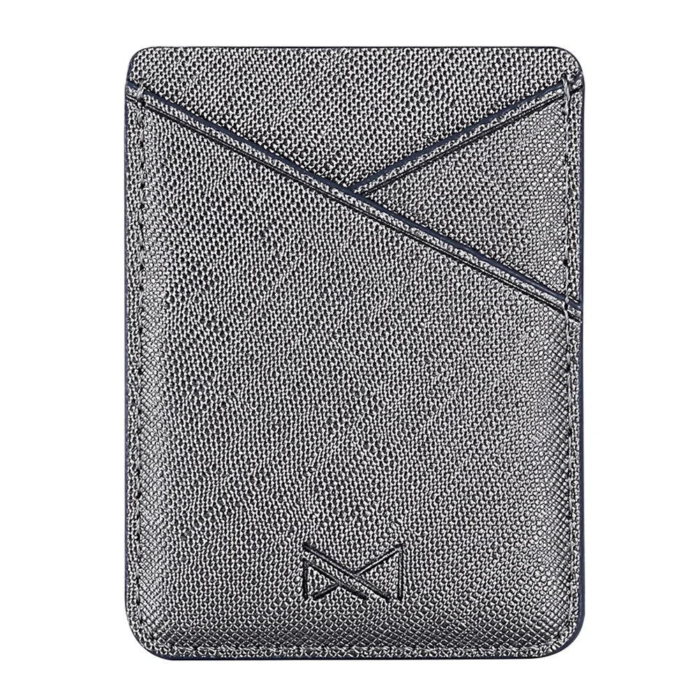 MUXMA MX105 PU Leather Mini Card Pouch Phone Back Adhesive Credit Card Holder ID Card Bag with Cross Texture Design - Tarnish - 1