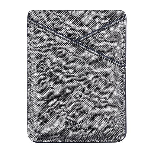 MUXMA MX105 PU Leather Mini Card Pouch Phone Back Adhesive Credit Card Holder ID Card Bag with Cross Texture Design - Tarnish - 1