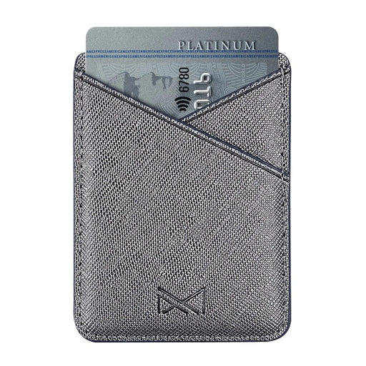 MUXMA MX105 PU Leather Mini Card Pouch Phone Back Adhesive Credit Card Holder ID Card Bag with Cross Texture Design - Tarnish - 2