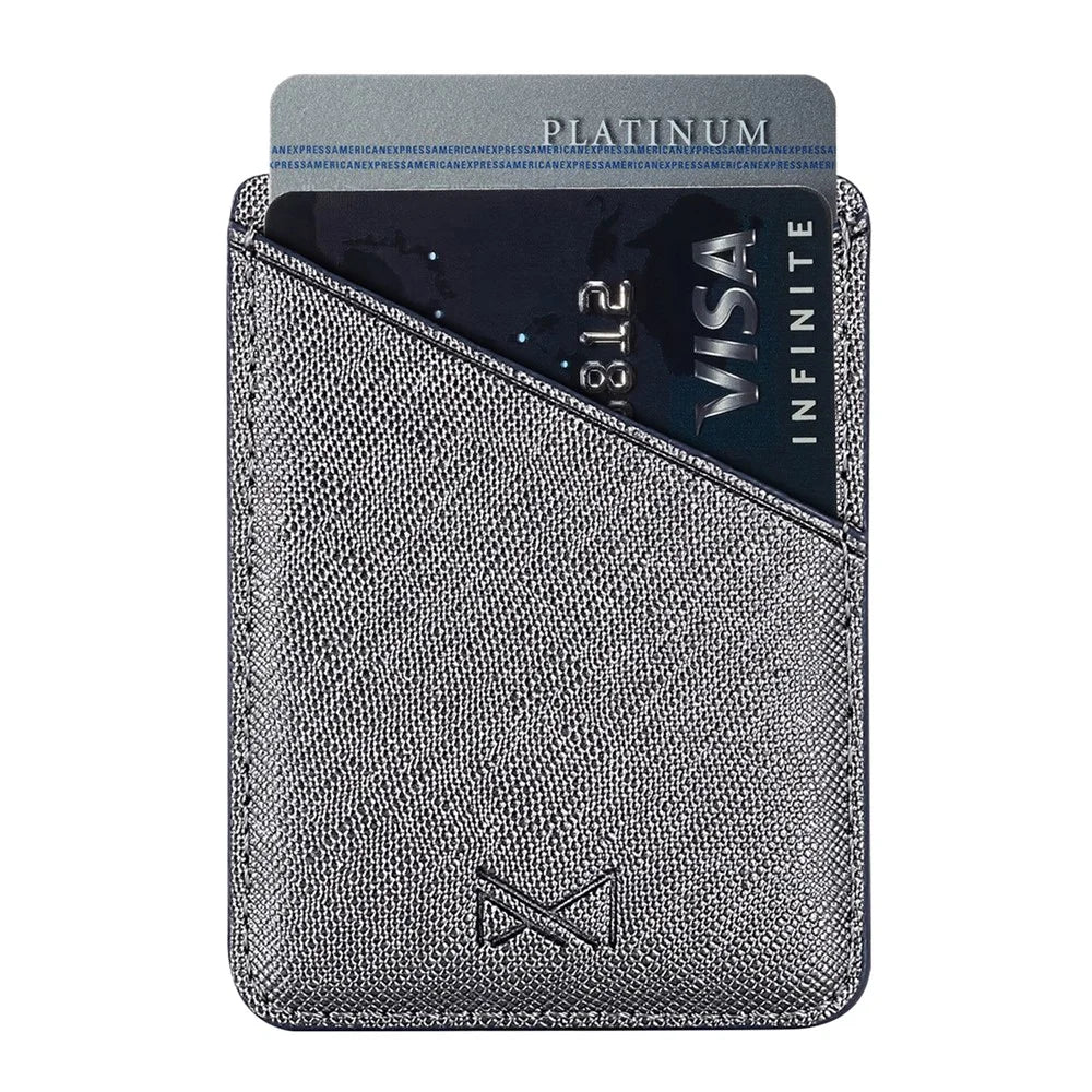 MUXMA MX105 PU Leather Mini Card Pouch Phone Back Adhesive Credit Card Holder ID Card Bag with Cross Texture Design - Tarnish - 3