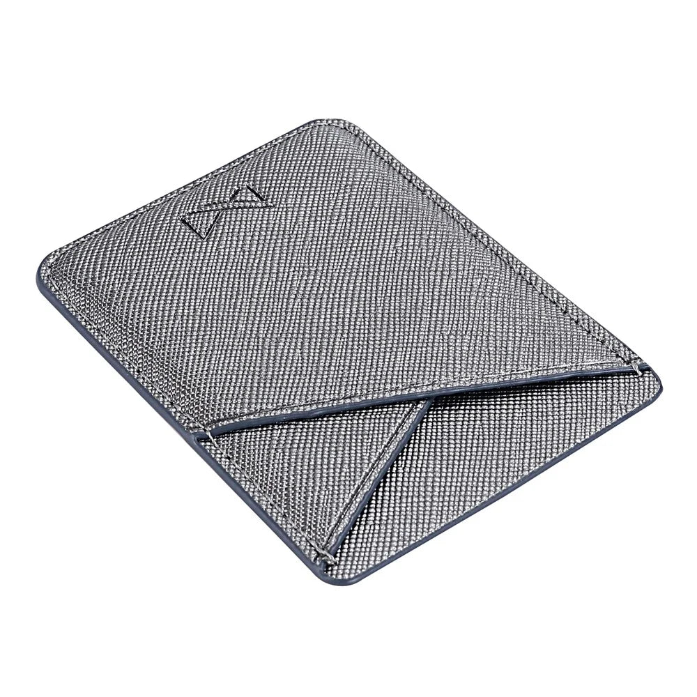 MUXMA MX105 PU Leather Mini Card Pouch Phone Back Adhesive Credit Card Holder ID Card Bag with Cross Texture Design - Tarnish - 5