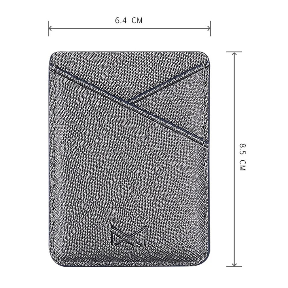 MUXMA MX105 PU Leather Mini Card Pouch Phone Back Adhesive Credit Card Holder ID Card Bag with Cross Texture Design - Tarnish - 7