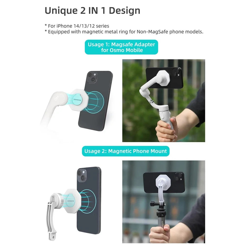 SUNNYLIFE ZJ561 2 in 1 Compatible with Magsafe Adapter Holder Magnetic Phone Mount for DJI Osmo, iPhone 12 / 13 / 14 Series - 7