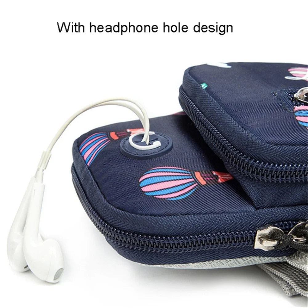 18 x 9cm Phone Holder Elastic Arm Band Hot Air Balloon Pattern Armband Cell Phones Pouch for Running (Size: L) - Dark Blue - 3