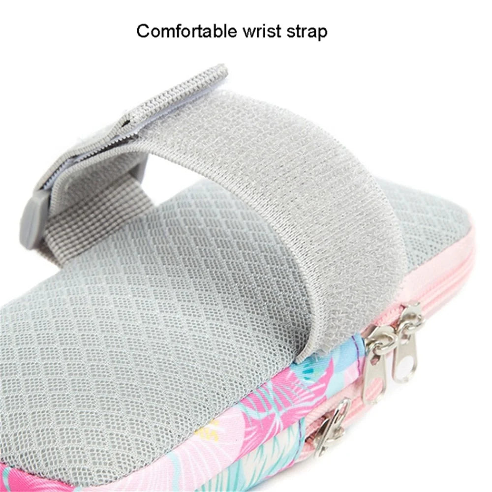 18 x 9cm Arm Band Elastic Phone Holder Flower Pattern Small Item Storage Bag Armband Cell Phones Pouch (Size: L) - Brilliant Purple - 3
