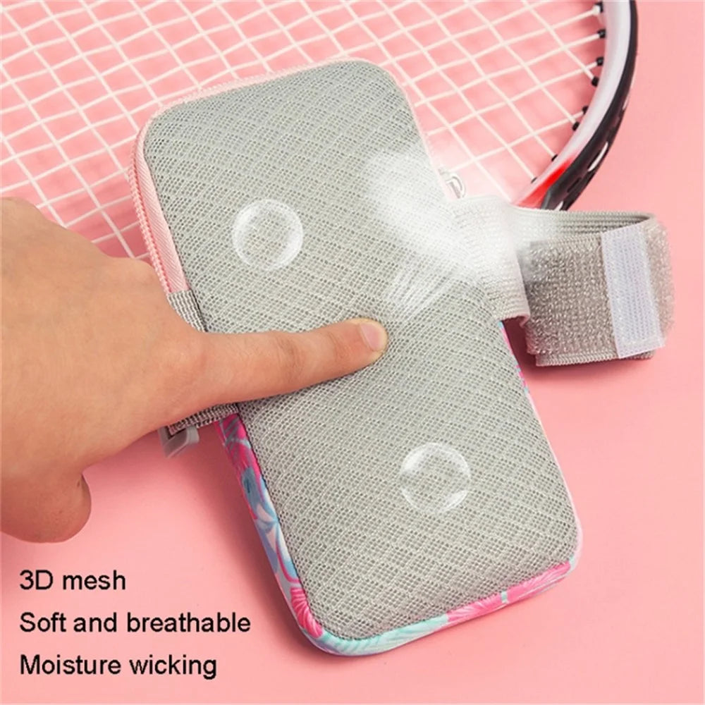 18 x 9cm Arm Band Elastic Phone Holder Flower Pattern Small Item Storage Bag Armband Cell Phones Pouch (Size: L) - Brilliant Purple - 6